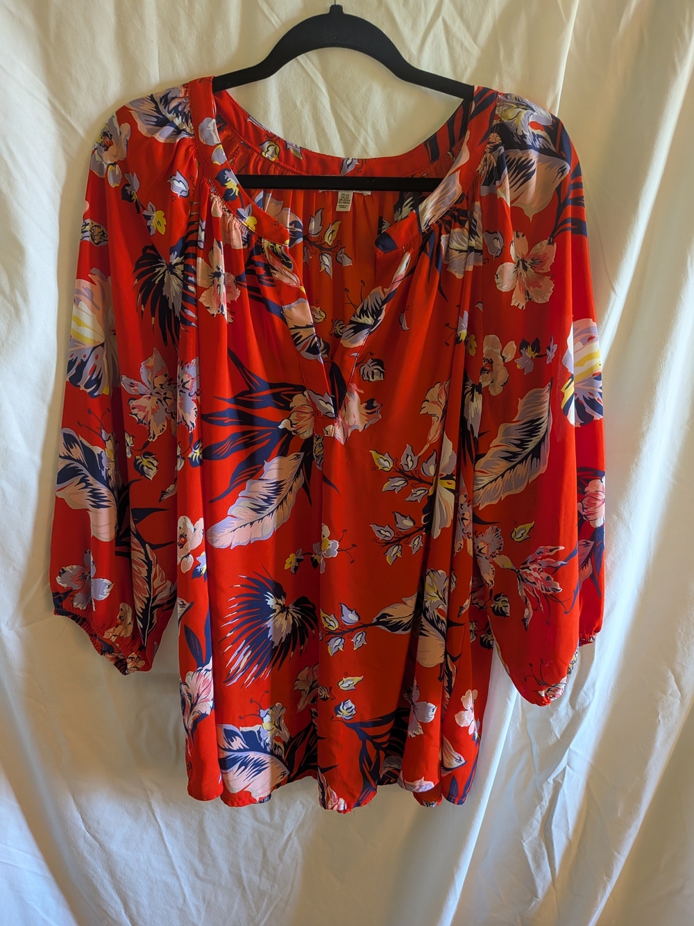 Floral Orange Peasant Blouse - Women Tops